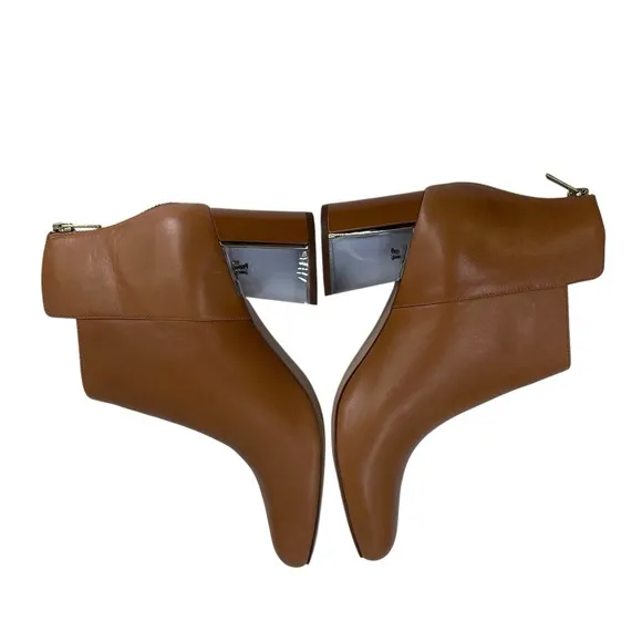 Calvin Klein Boots Womens 8 M Tan Lorah Luxor Ankle Chunky Heel Leather Booties