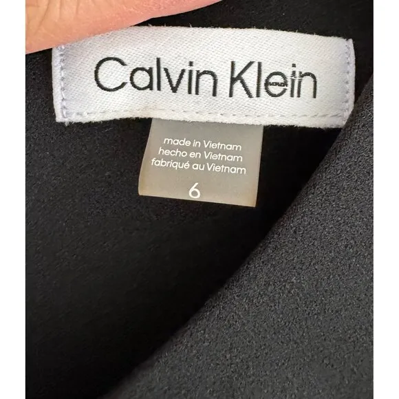 Calvin Klein Scuba zip sheath dress black office minimalist sz 6