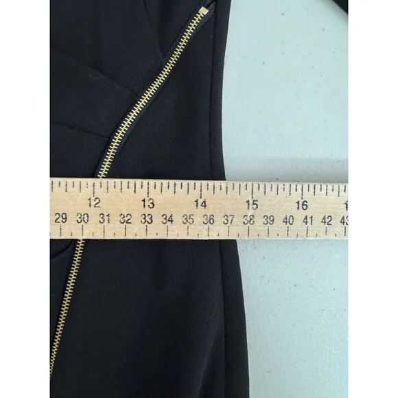 Calvin Klein Scuba zip sheath dress black office minimalist sz 6