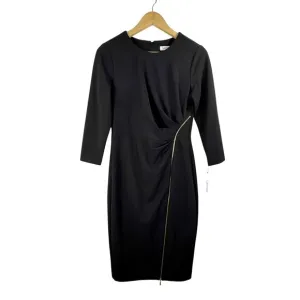 Calvin Klein Scuba zip sheath dress black office minimalist sz 6