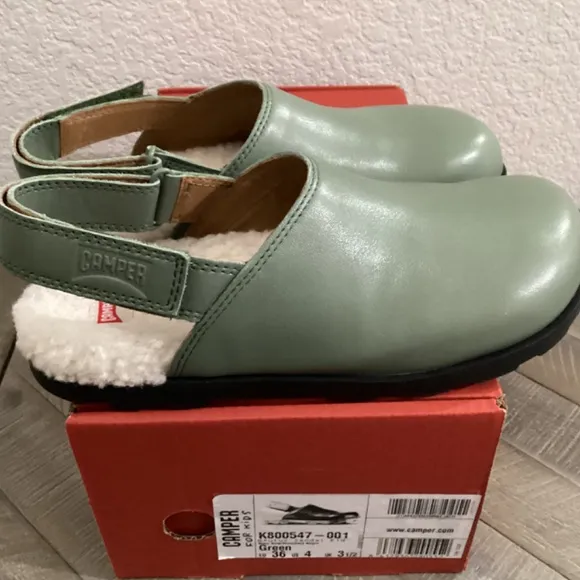 CAMPER Kids' Brutus Faux Fur Slingback Mule, size US 4/EU 36