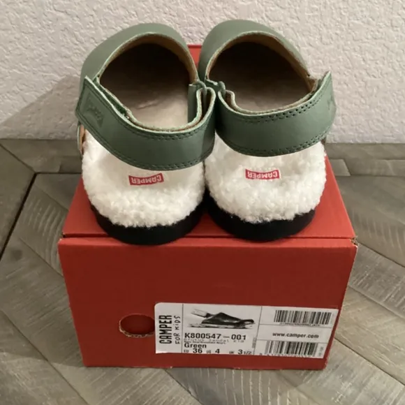 CAMPER Kids' Brutus Faux Fur Slingback Mule, size US 4/EU 36