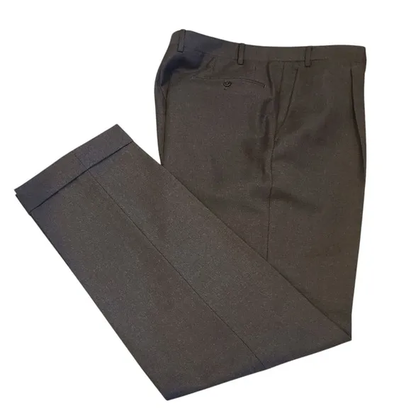 Canali Brown Cuffed Wool Suit Dress Pants Luxury Designer 38x32 model 78120/99