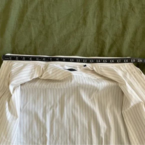 Canali Men’s Dress Shirt White Brown Stripes Striped Size 17 3/4 Italy Luxury