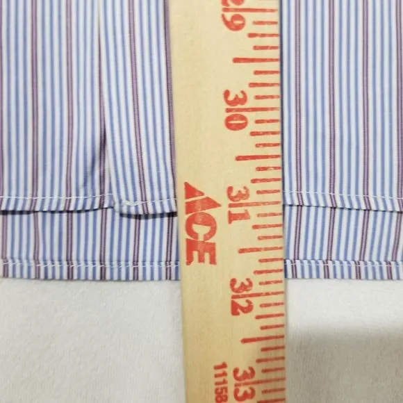 CANALI Mens Shirt 44 17.5 Recent Blue Striped 100% Cotton Luxury Dress $425