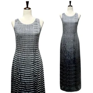 CARACTERE Sleeveless Maxi Dress Black White Stripe Size 6 Minimalist Chic Summer