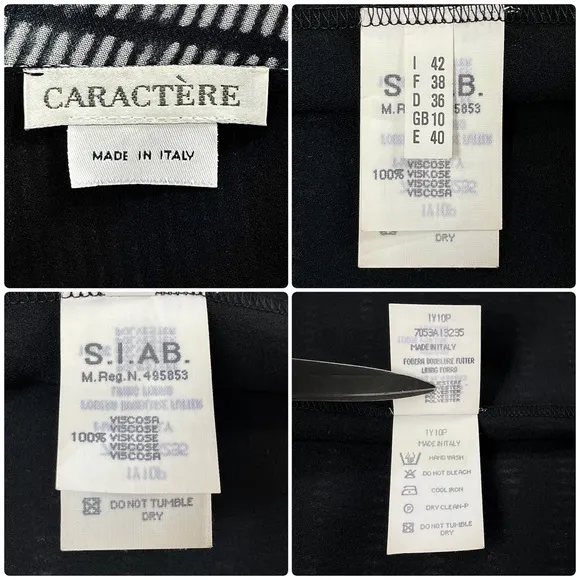 CARACTERE Sleeveless Maxi Dress Black White Stripe Size 6 Minimalist Chic Summer