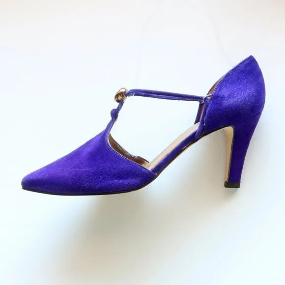 Caressa Purple Suede Leather Pointy Toe Heels / Pumps / Dressy Shoes Size 7
