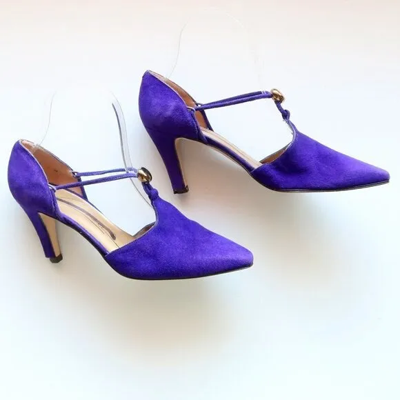 Caressa Purple Suede Leather Pointy Toe Heels / Pumps / Dressy Shoes Size 7
