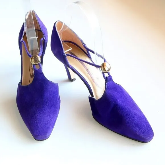 Caressa Purple Suede Leather Pointy Toe Heels / Pumps / Dressy Shoes Size 7