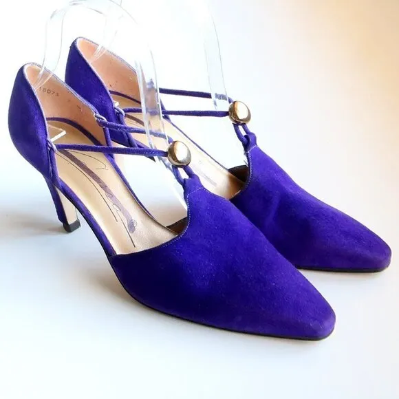 Caressa Purple Suede Leather Pointy Toe Heels / Pumps / Dressy Shoes Size 7