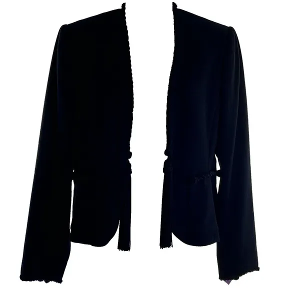 Carlisle Womens Dress Jacket SZ 6 Wool Tassels Pockets Quiet Luxury Evening VTG