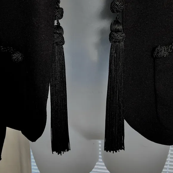 Carlisle Womens Dress Jacket SZ 6 Wool Tassels Pockets Quiet Luxury Evening VTG