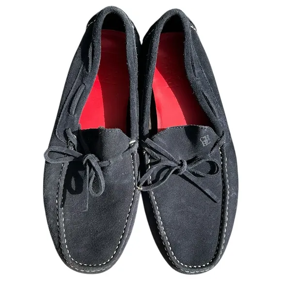 Carolina Herrera Shoes Men Size 8 Blue White Slip On Loafer Boat Moccasin Drive