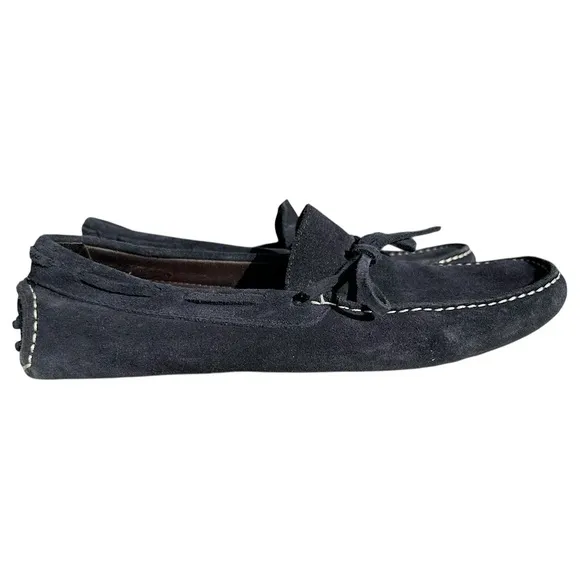 Carolina Herrera Shoes Men Size 8 Blue White Slip On Loafer Boat Moccasin Drive