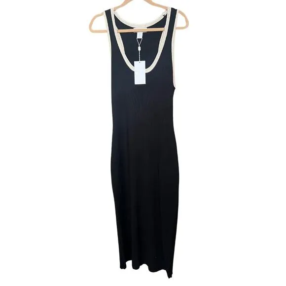 Caroline Constas Knit Stretch Midi Dress Black NWT