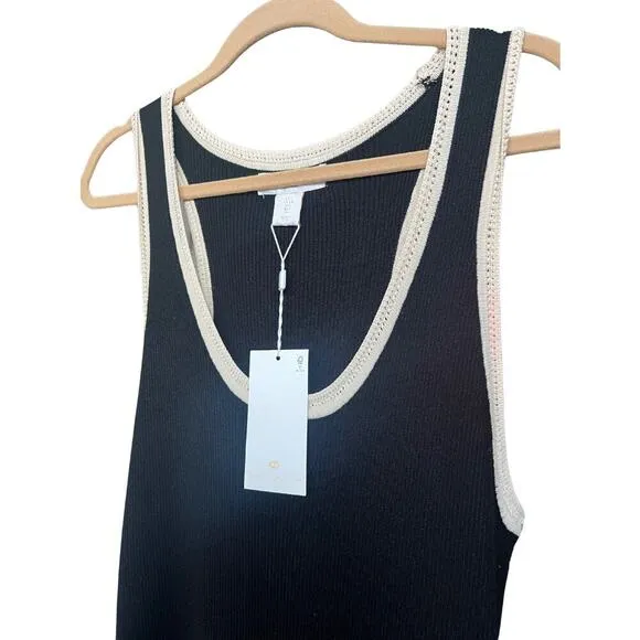 Caroline Constas Knit Stretch Midi Dress Black NWT