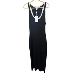 Caroline Constas Knit Stretch Midi Dress Black NWT