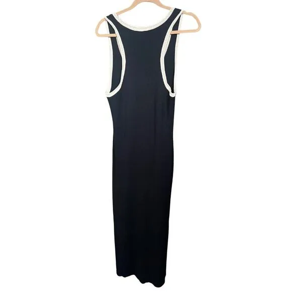 Caroline Constas Knit Stretch Midi Dress Black NWT