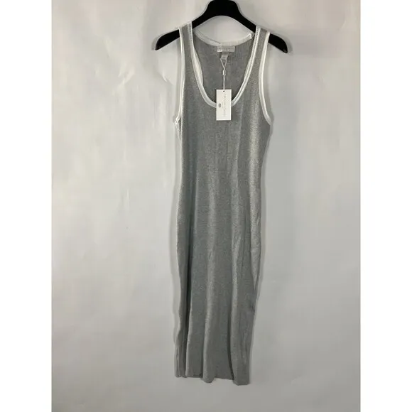 Caroline Constas Rib Knit Maxi Dress Size Medium Stretch Sleeveless Minimalist