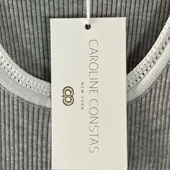 Caroline Constas Rib Knit Maxi Dress Size Medium Stretch Sleeveless Minimalist