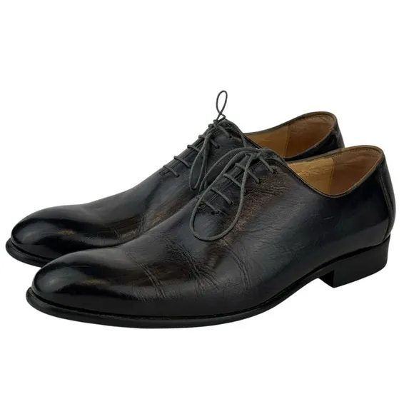 Carrucci Leather Oxford Dress Shoes Lace Up Black Charcoal Mens Size 11