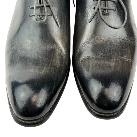 Carrucci Leather Oxford Dress Shoes Lace Up Black Charcoal Mens Size 11