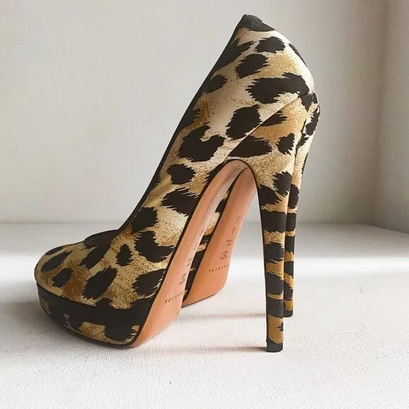 Casadei Animal Print Cheetah Super High Sexy Stiletto Heels 7B