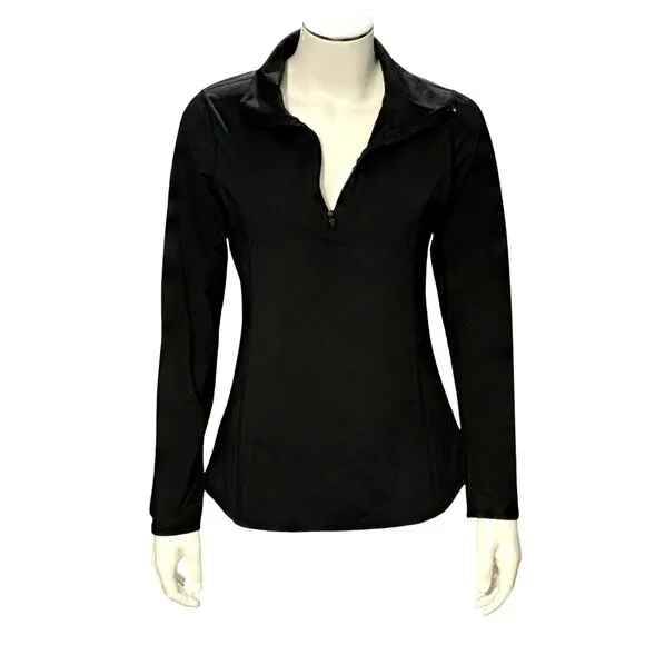 CCC Black Long Sleeve Quarter Zip Athletic Wear Pullover Jacket Size S