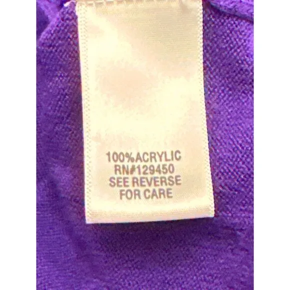 CCC Detailed Purple Sequined Long Sleeve 1990s Vintage Knit Cardigan Size Medium