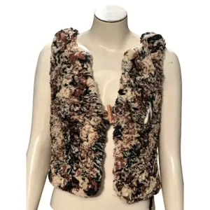 CCC Faux Fur Girls Fluffy Cozy Open Front Brown Black Cream Leopard Plush Vest