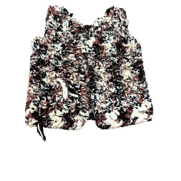 CCC Faux Fur Girls Fluffy Cozy Open Front Brown Black Cream Leopard Plush Vest