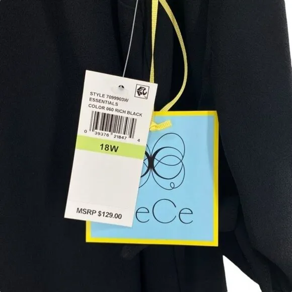 Cece Black Shift Dress New 18W Modest Minimalist