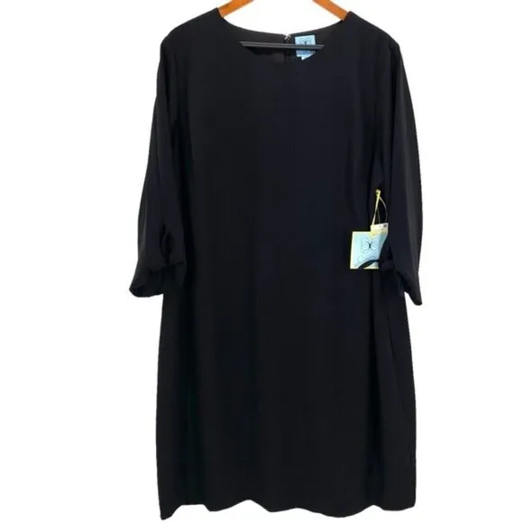 Cece Black Shift Dress New 18W Modest Minimalist