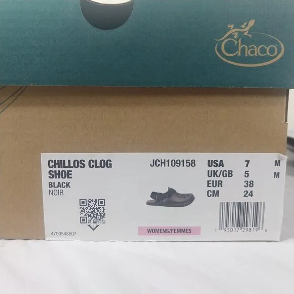 Chaco Women's Chillos Clog Shoes JCH109158 Black Size 7 NWB