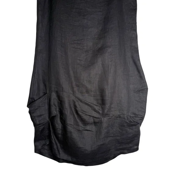 Chalet Et Cici 100% Linen Dress XS Lagenlook Asymmetric Minimalist Artsy Black