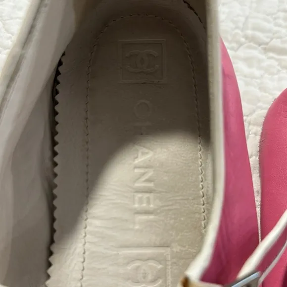 CHANEL VINTAGE Pink and White Women's Ballet Flat Shoes sz 42
