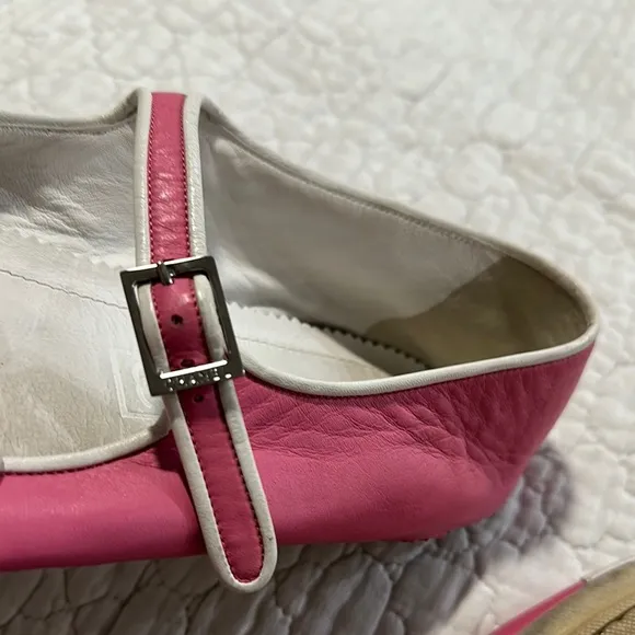 CHANEL VINTAGE Pink and White Women's Ballet Flat Shoes sz 42