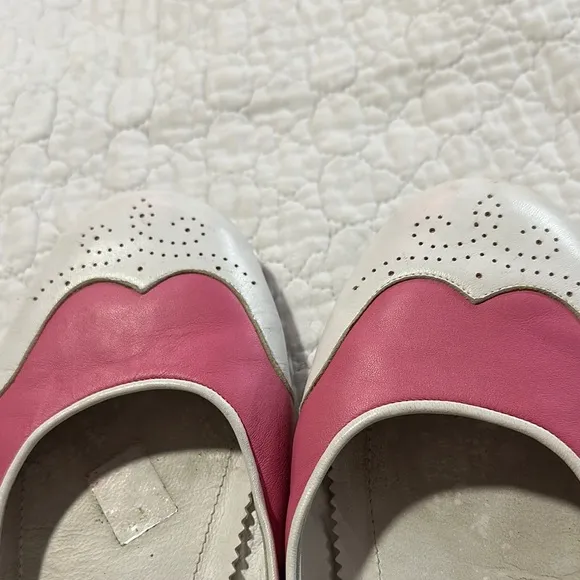 CHANEL VINTAGE Pink and White Women's Ballet Flat Shoes sz 42