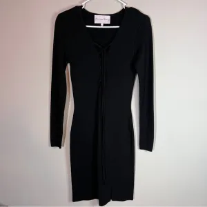 Charles Henry Black Laceup Knit Dress