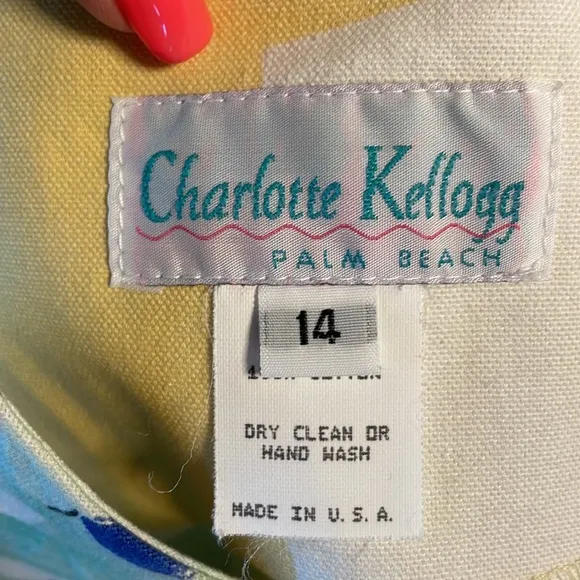 Charlotte Kellogg RESORT LUXURY dress boat scene print cotton stretch VTG 14