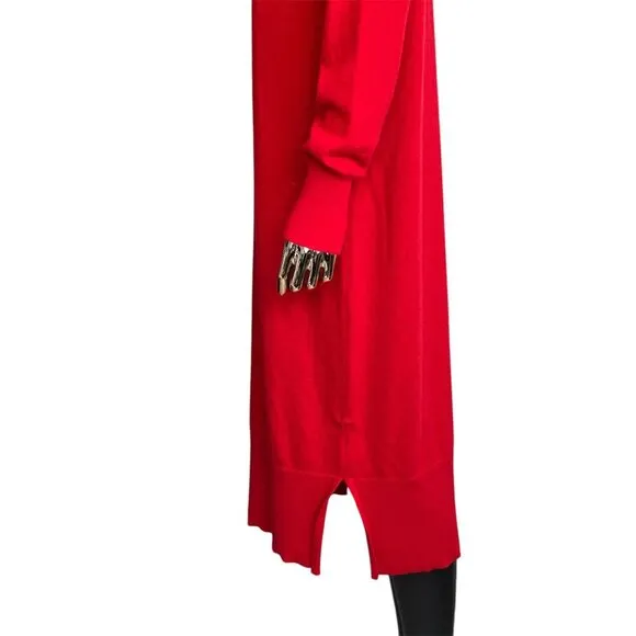 Charter Club Luxury 100% Cashmere Red Turtleneck Midi Sweater Dress M