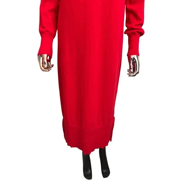 Charter Club Luxury 100% Cashmere Red Turtleneck Midi Sweater Dress M
