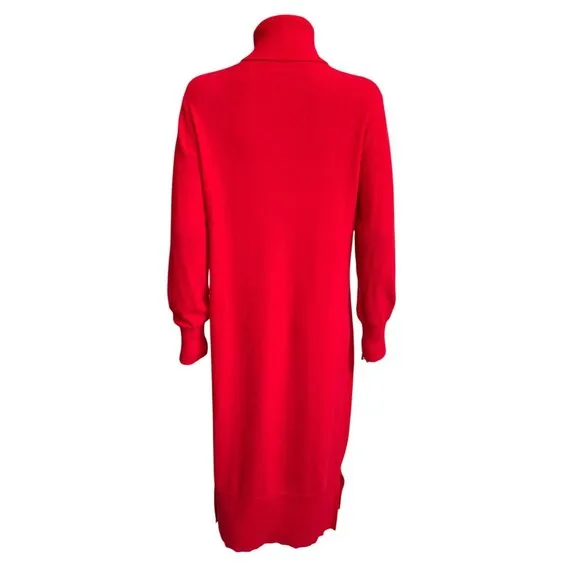 Charter Club Luxury 100% Cashmere Red Turtleneck Midi Sweater Dress M