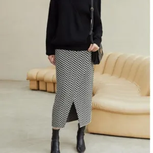 chevron pattern split hem skirt luxury elegant classic