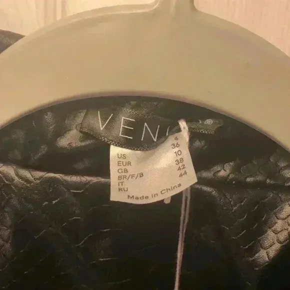Chic Black Leather Jacket.  Snake Embossed Faux Leather Embellished Blazer