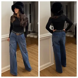 Chic Cargo Wide  Leg Jeans