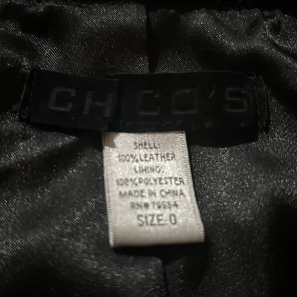 CHICOS Shine embossed snakeskin genuine leather jacket black US 4