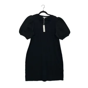 Chico's Textured Puff Sleeve Mini Dress Womens Sz 2 (L) Black Modal Quiet Luxury