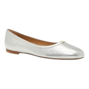 Chloe Marcie Metallic Slip On Leather Ballet Flat Shoes -Silver -38 / US Size 8